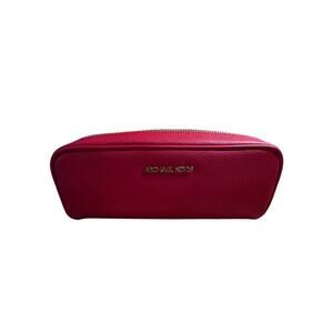 NEW MICHAEL KORS GIFTABLES BRIGHT RED MEDIUM LEATHER MAKEUP/ PENCIL CASE.
